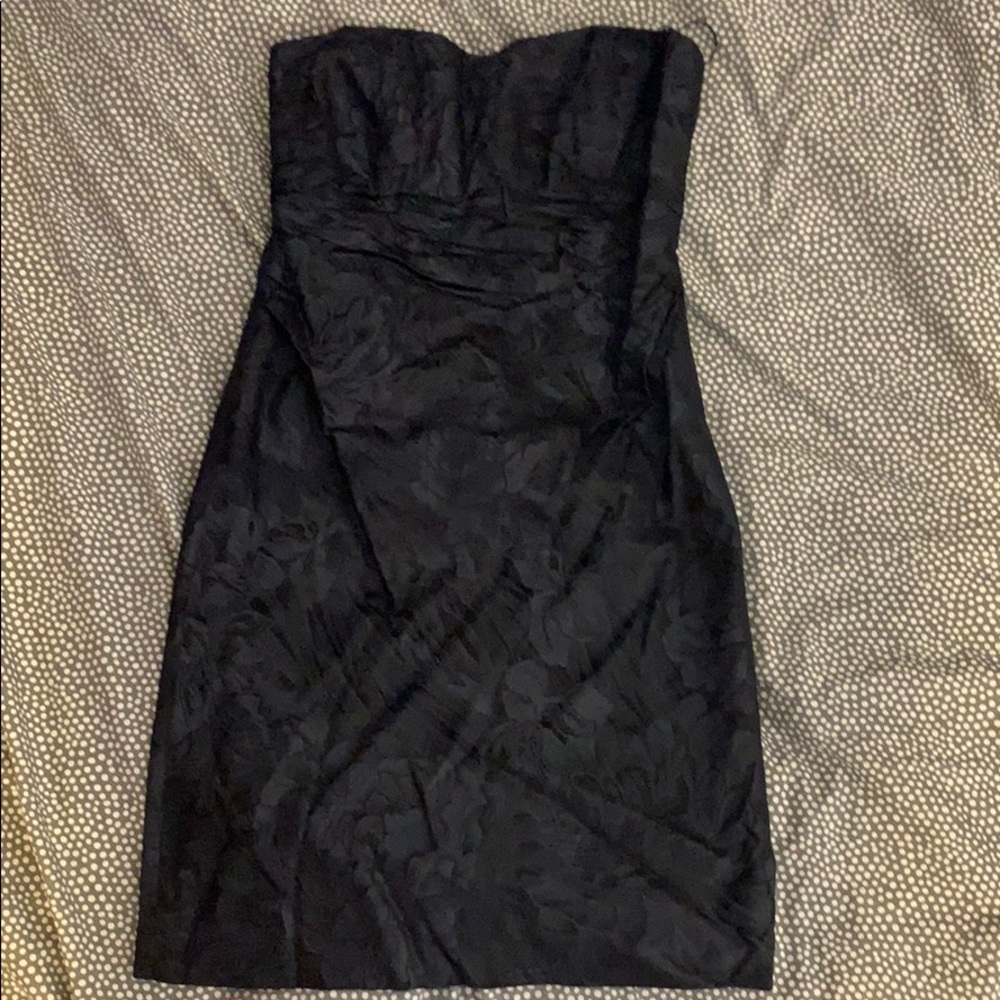 Flower pattered strapless dress